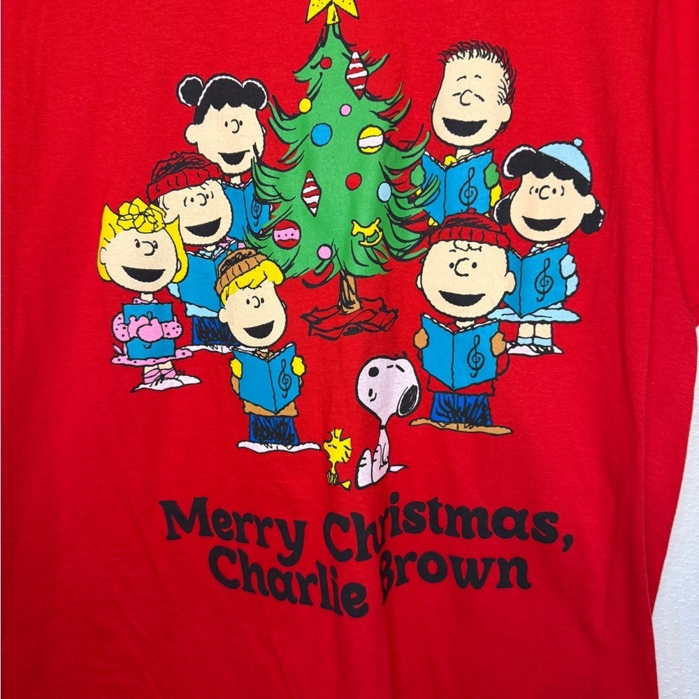 Peanuts Merry Christmas Charlie Brown Red Graphic Tee - Picture 4 of 6